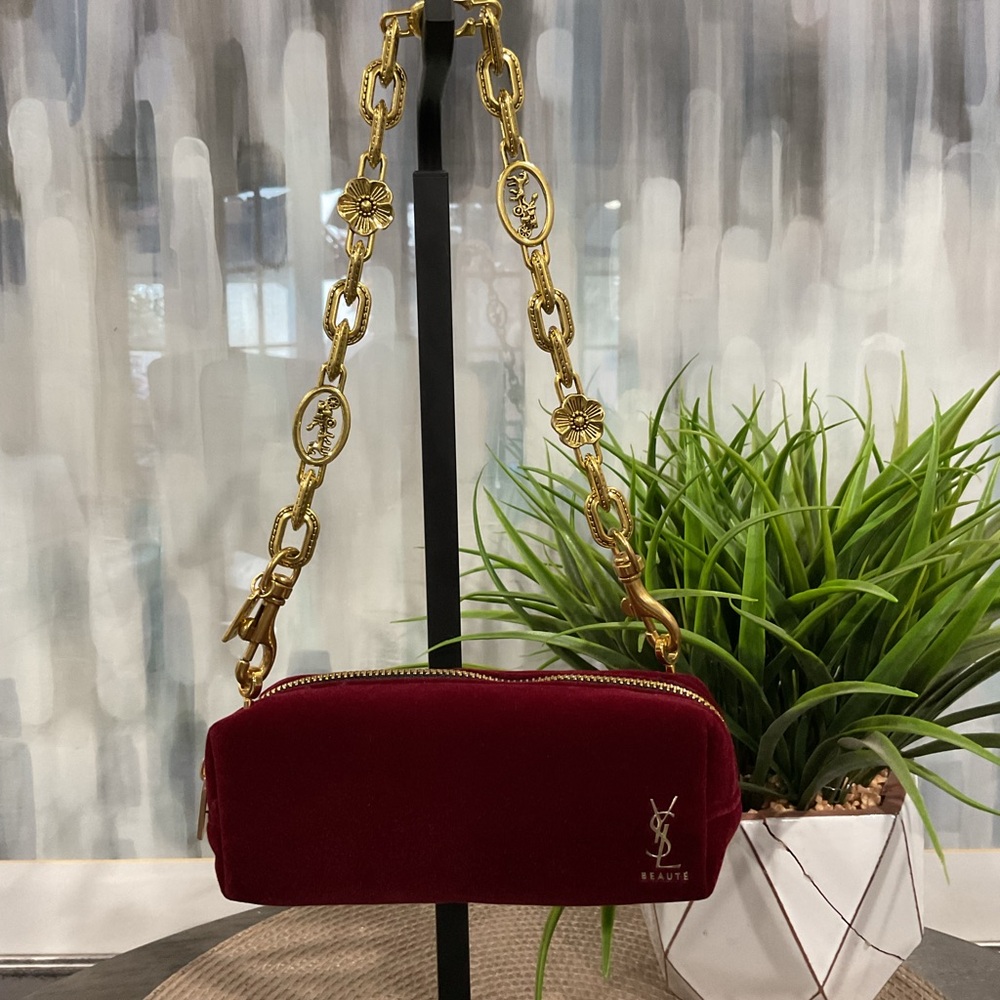 Velvet Mini Bag with Gold Chain
